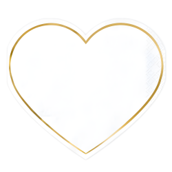 Serwetki papierowe w kształcie serca białe złota ramka 15cm 20szt