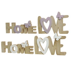 Dekoracja napis drewniany naturalny Love Home