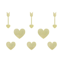 Dekoracje papierowe złote serca strzały 9szt - 1