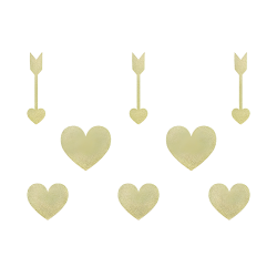 Dekoracje papierowe złote serca strzały 9szt