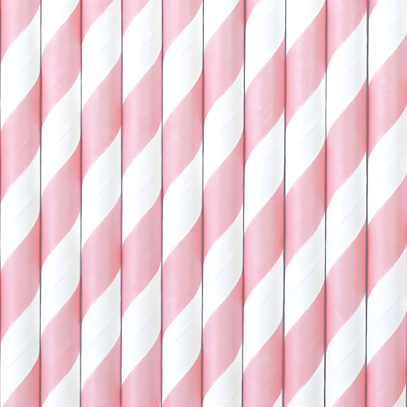 Rurki słomki papierowe w różowo-białe paski 10szt - 1