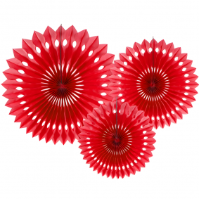 Rozety papierowe wiszące dekoracyjne czerwone 3szt - 1