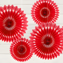 Rozety papierowe wiszące dekoracyjne czerwone 3szt - 2