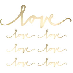 Dekoracje papierowe napisy Love złote metalik 6szt - 1