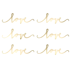 Dekoracje papierowe napisy Love złote metalik 6szt - 2