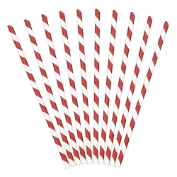 Rurki słomki papierowe czerwono-białe paski 10szt - 3