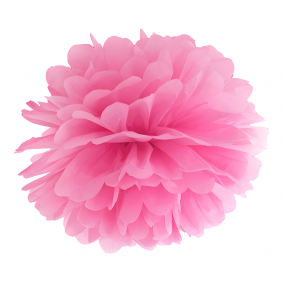 Pompon ozdobny różowy z bibuły kula kwiat 35cm - 1