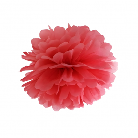 Pompon ozdobny z bibuły kula kwiat czerwona 25cm - 1