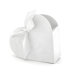 Pudełka na prezent białe serce z kokardą 10szt - 1