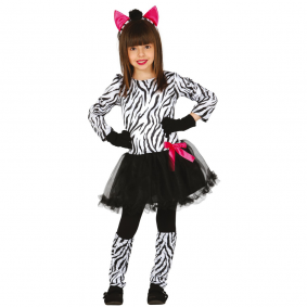 Strój dla dzieci Zebra czarno-biała sukienka - 1