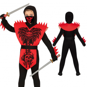 Strój dla dzieci Ninja Cobra czerwono-czarny - 1