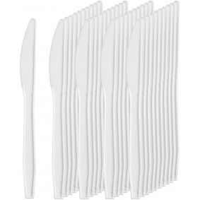 Noże białe jednorazowe plastikowe 100szt ekonomic - 1