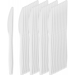 Noże białe jednorazowe plastikowe 100szt ekonomic - 1