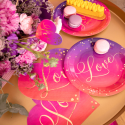 Serwetki papierowe różowo-fioletowe Love 10szt - 5