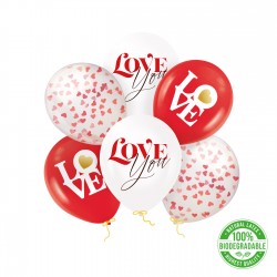 Balony biodegradowalne Walentynkowe Love 6szt