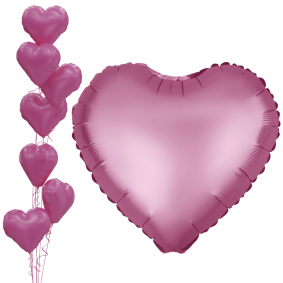 Balon foliowy serce różowy mat Walentynki 45cm - 1