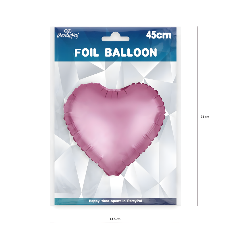 Balon foliowy serce różowy mat Walentynki 45cm - 3