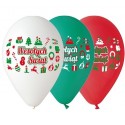 Balony lateksowe świąteczne 12 Wesołych Świąt 5 sztuk - 1