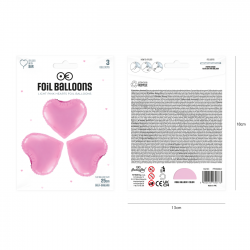 Balony foliowe serce różowe zestaw 23cm 3szt - 4