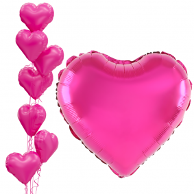 Balon foliowy serce różowy fuksja Walentynki 45cm - 1