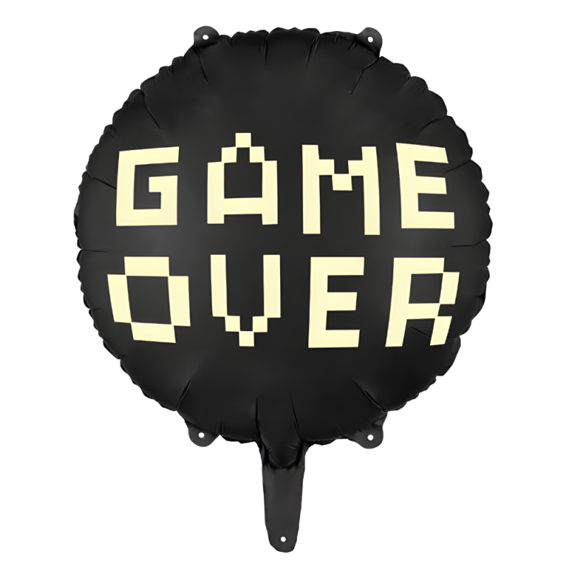 Balon foliowy okrągły Game Over czarny 45 cm - 1