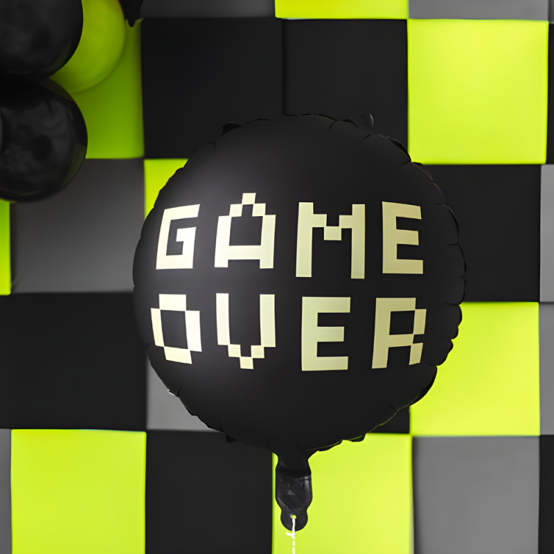 Balon foliowy okrągły Game Over czarny 45 cm - 5