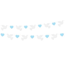 Girlanda papierowa gołąbki niebieskie serduszka - 1