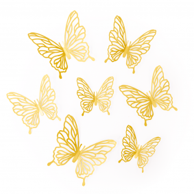 Ozdobne Motylki ażurowe złote do dekoracji 12szt - 1