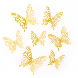 Ozdobne Motylki ażurowe złote do dekoracji 12szt
