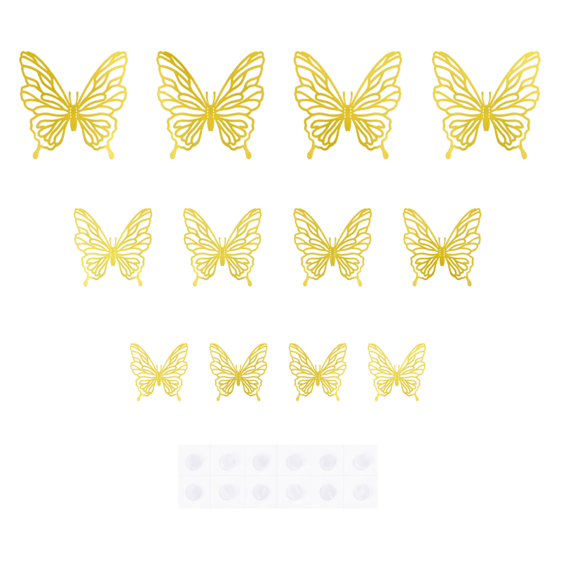 Ozdobne Motylki ażurowe złote do dekoracji 12szt - 2