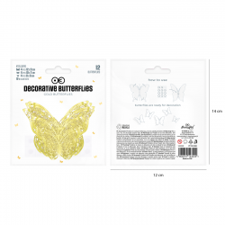 Ozdobne Motylki koronkowe złote do dekoracji 12szt - 3