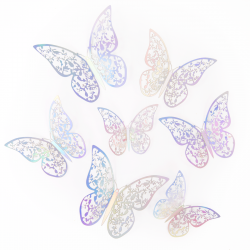 Ozdobne Motylki koronkowe holograficzne 12szt