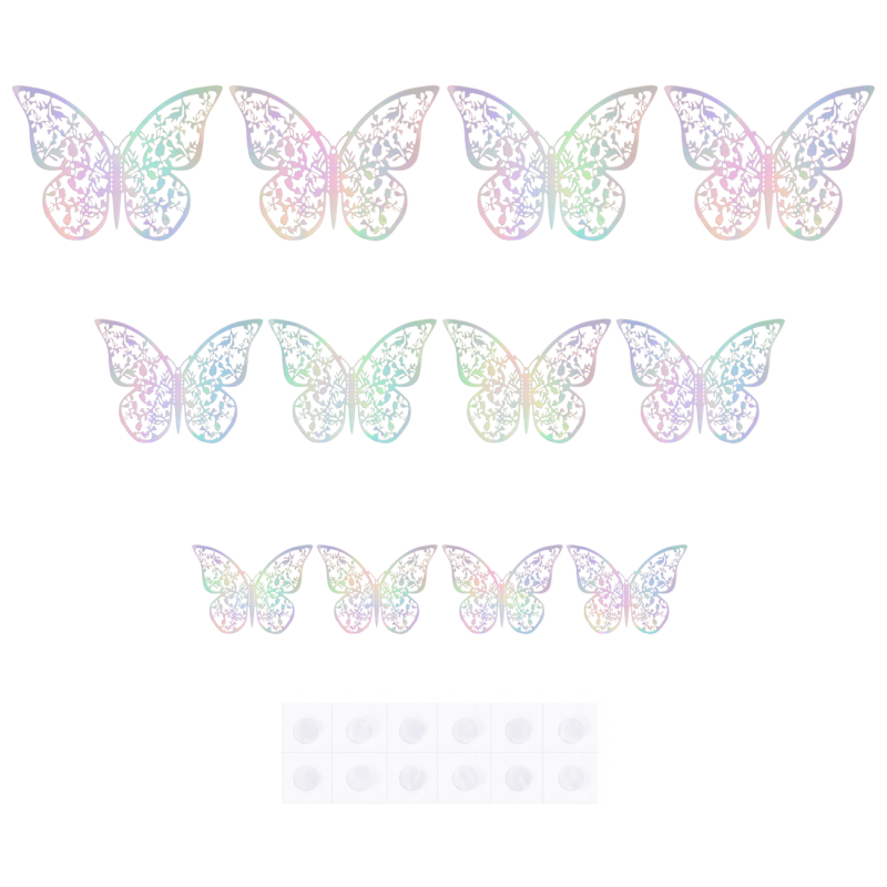 Ozdobne Motylki koronkowe holograficzne 12szt - 2
