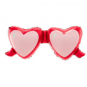 Balon foliowy miłosne okulary serca czerwone 110cm - 1
