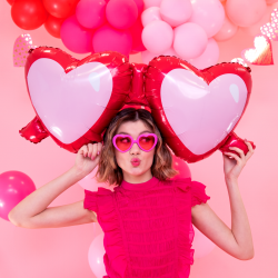 Balon foliowy miłosne okulary serca czerwone 110cm - 3