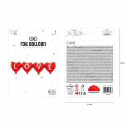 Girlanda balonowa czerwone serca LOVE 101 cm - 2