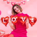 Girlanda balonowa czerwone serca LOVE 101 cm - 5