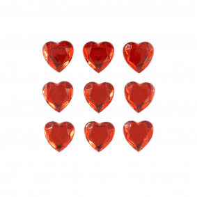 Kryształki naklejki diamencik serca czerwone 9szt - 1