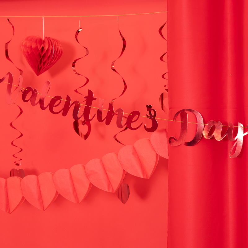 Girlanda baner Valentines Day czerwony 140cm - 4