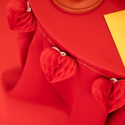Girlanda serca rozety plastry miodu czerwone 150cm - 3