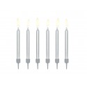 Świeczki urodzinowe gładkie srebrne metalizowane - 1