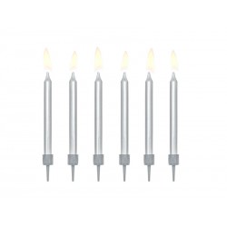 Świeczki urodzinowe gładkie srebrne metalizowane - 1