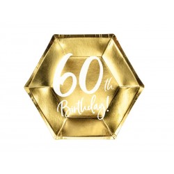 Talerze papierowe jednorazowe urodziny 60 ozdoba