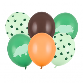 Balony lateksowe zielone dinozaury łapy 6szt 30cm - 1