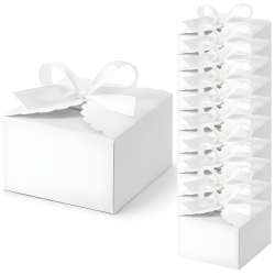 Pudełka na prezent upominek białe z kokardą 10szt