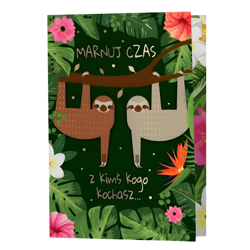 Kartka walentynkowa zielona dwa leniwce w dżungli - 2