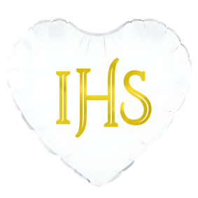 Balon foliowy komunijny serce złoty napis IHS 45cm - 1