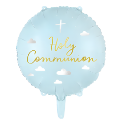 Balon foliowy niebieski złote Holy Communion 45cm - 1
