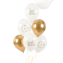 Balony lateksowe białe złote zdobienie 30cm 50szt - 5
