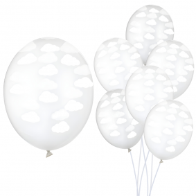 Balony lateksowe transparentne białe chmurki 6szt - 1